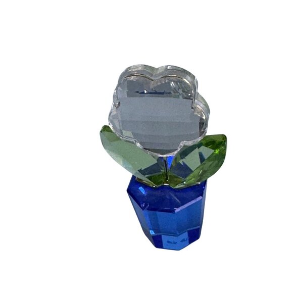 Swarovski 296598 Potted Plant Clear Daisy Green & Blue Crystal Figurine - Picture 2 of 9